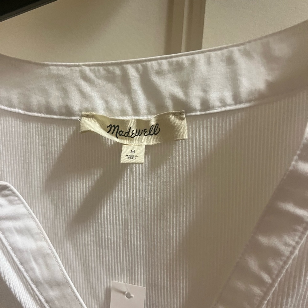 Madewell Crisp White V-Neck Blouse - Picture 2 of 3